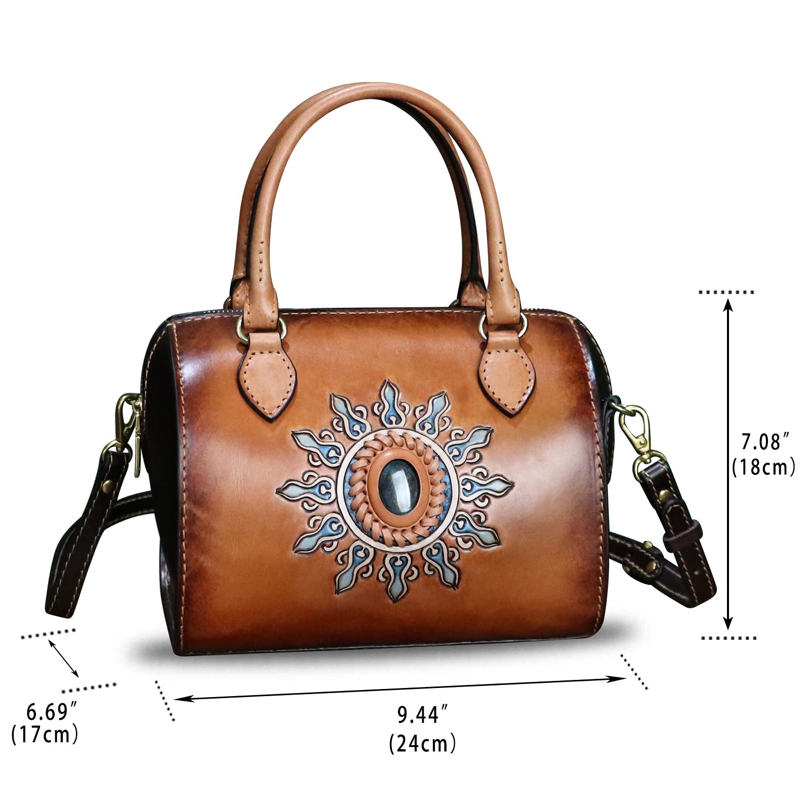 Genuine Leather Handbags for Women - Top Handle Crossbody Shoulder Bag - Handmade Small Satchel Purse - Premium Cowhide Ladies Bag for Work, Travel & Everyday Use