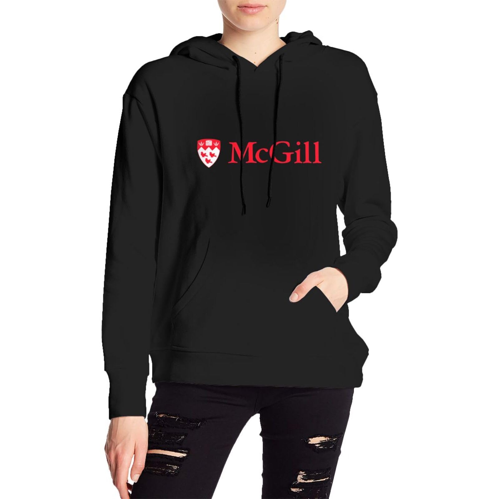 McGill University Women's Casual Hoodies - Soft Pullover Sweatshirt with Drawstring & Long Sleeves | Perfect for Campus Wear, College Outfits & Cozy Loungewear
