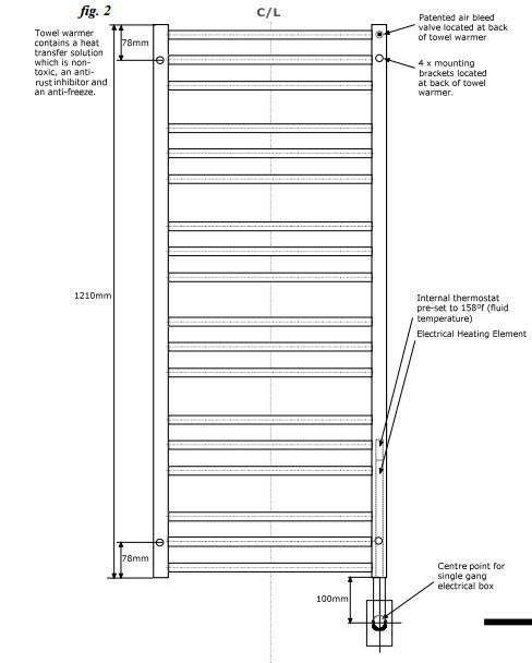 Tuzio Laveno Hardwired or Plug-In Bathroom Towel Warmer - 19.5