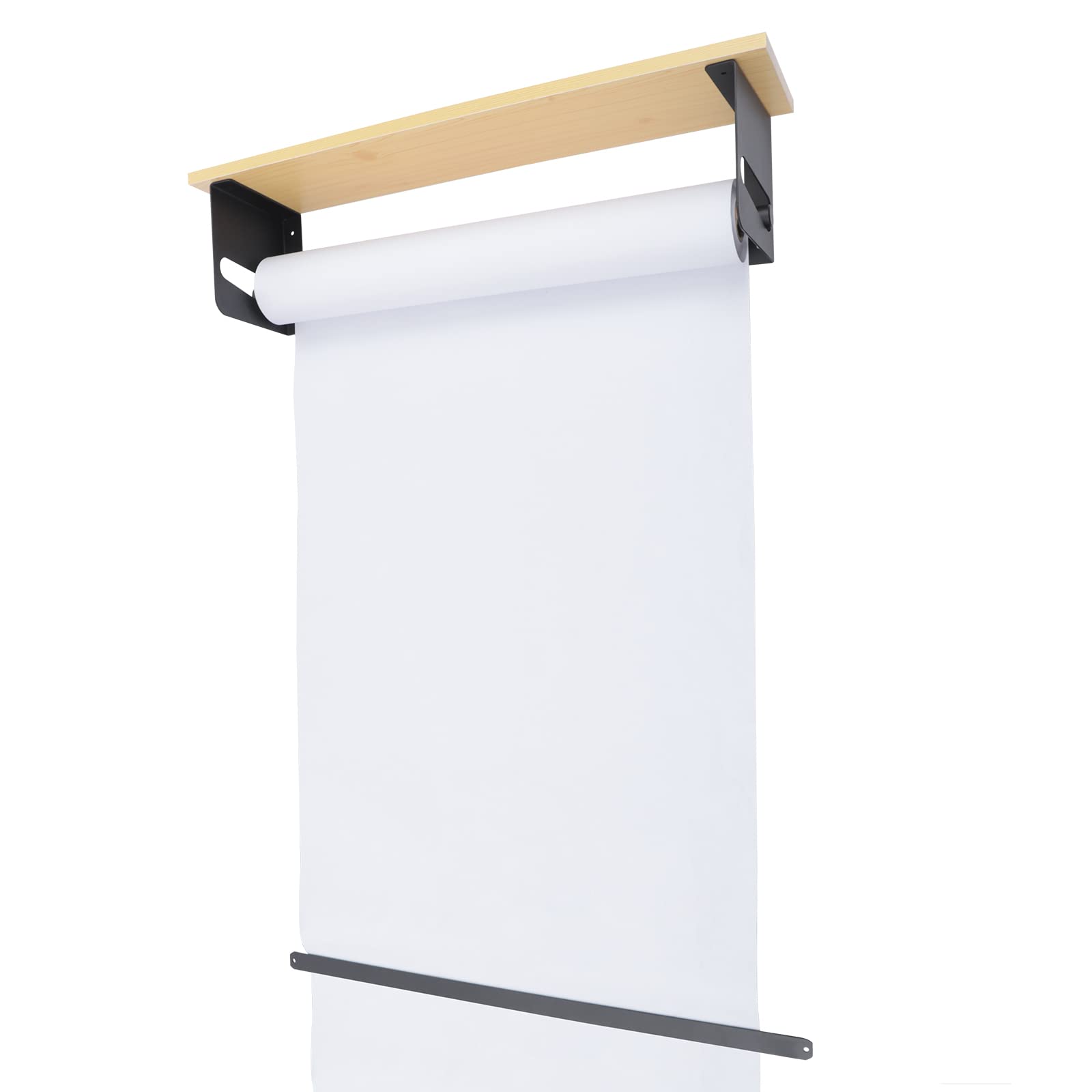 24in Wall Mounted Kraft Paper Dispenser & Cutter with Top Shelf - Hanging Paper Roll Holder for To-Do Lists, Daily Specials, Menus - Perfect for Restaurants, Cafes, Offices, and Home Organization