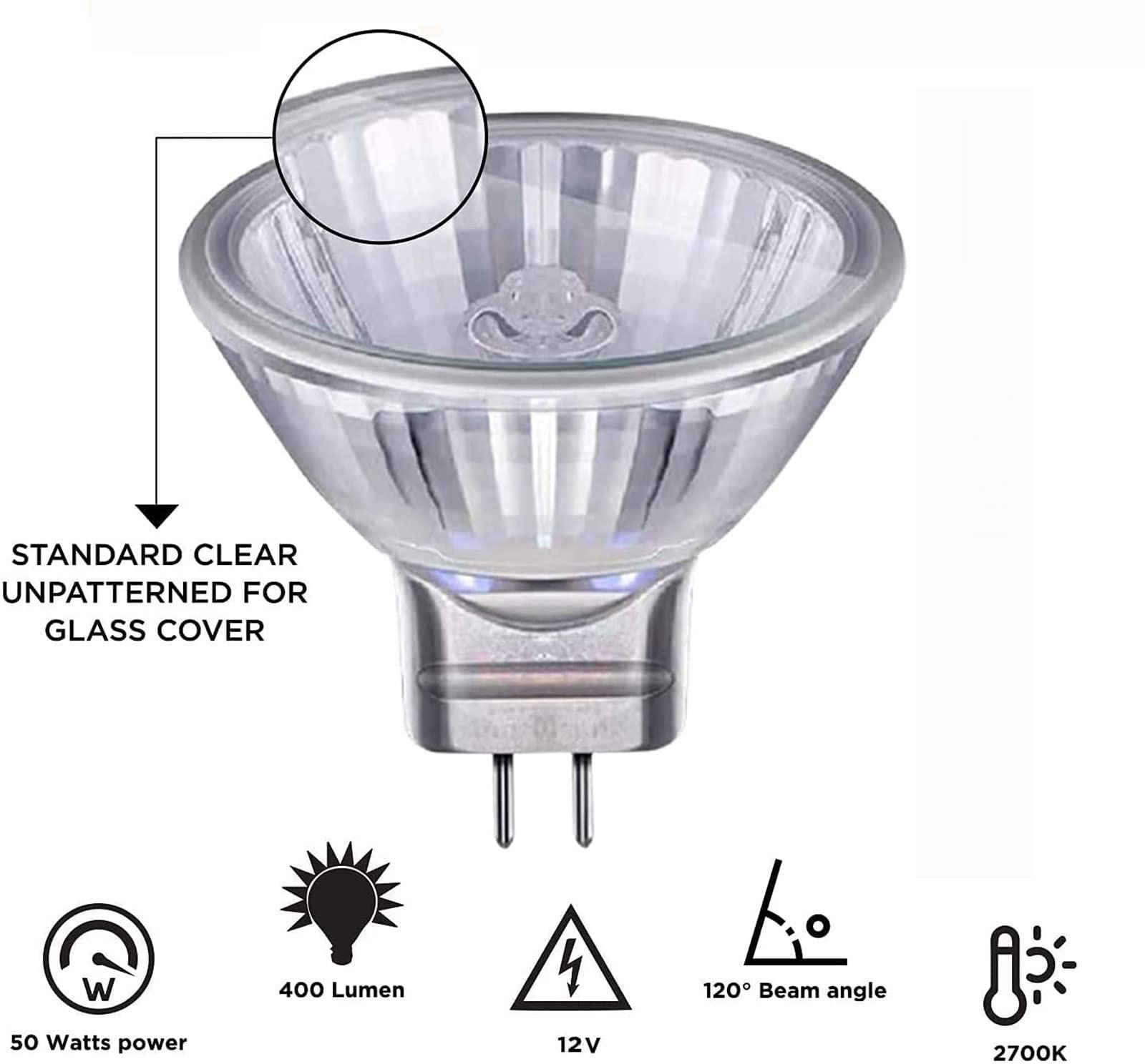 8 Pack MR16 Halogen Light Bulbs 35W 12V G5.3 Base - Warm White Halogen Lamps for Landscape Lighting, Home, School & Office Use - Dimmable Energy Saving Bulbs for Track Lights, Display Cases and Accent Lighting