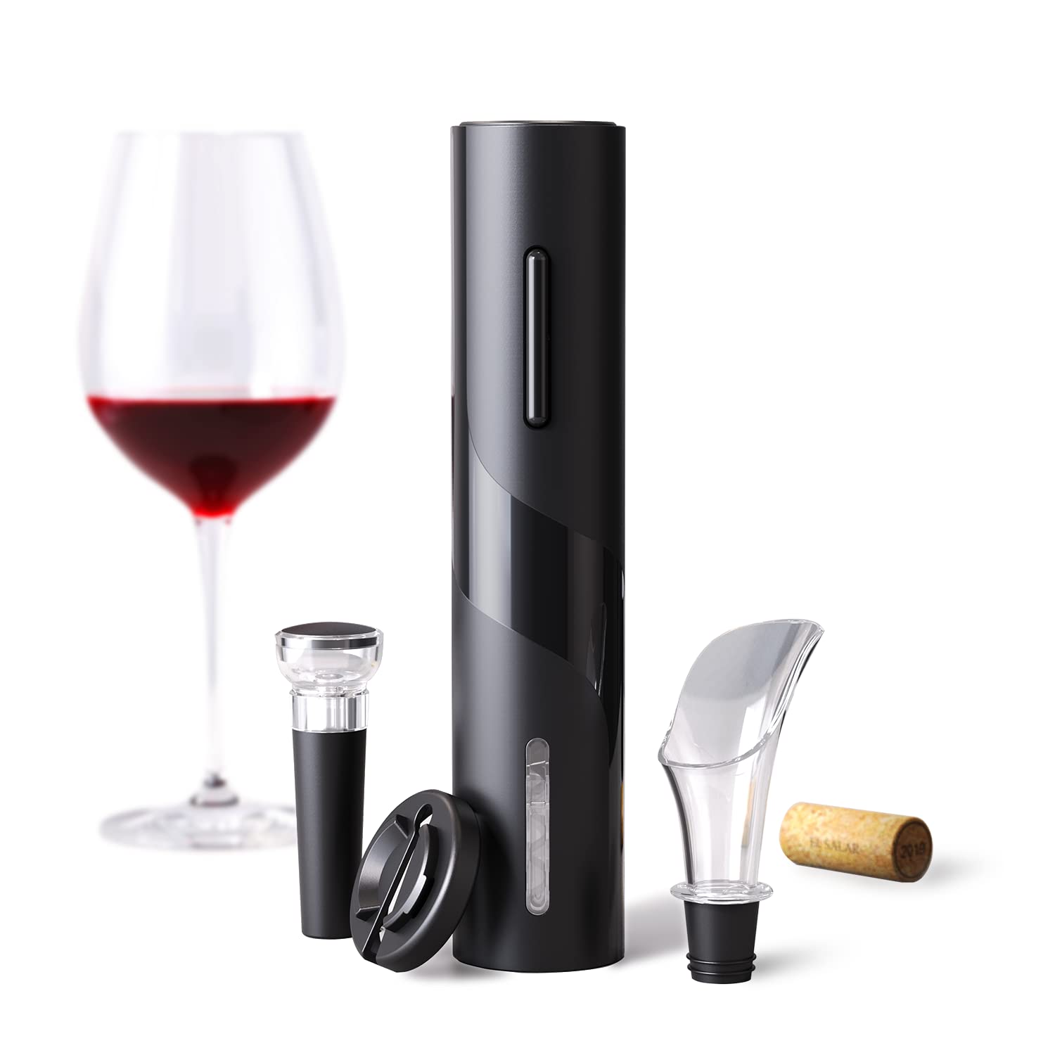 Electric Wine Opener Set - Automatic Cordless Wine Bottle Opener with Foil Cutter, Aerator, Pourer & Vacuum Stopper - Perfect for Home, Kitchen, Bar, Restaurant & Party Gifts - Enjoy Hassle-Free Wine Opening & Preservation for Dinner Parties, Date Nights & Entertaining Guests