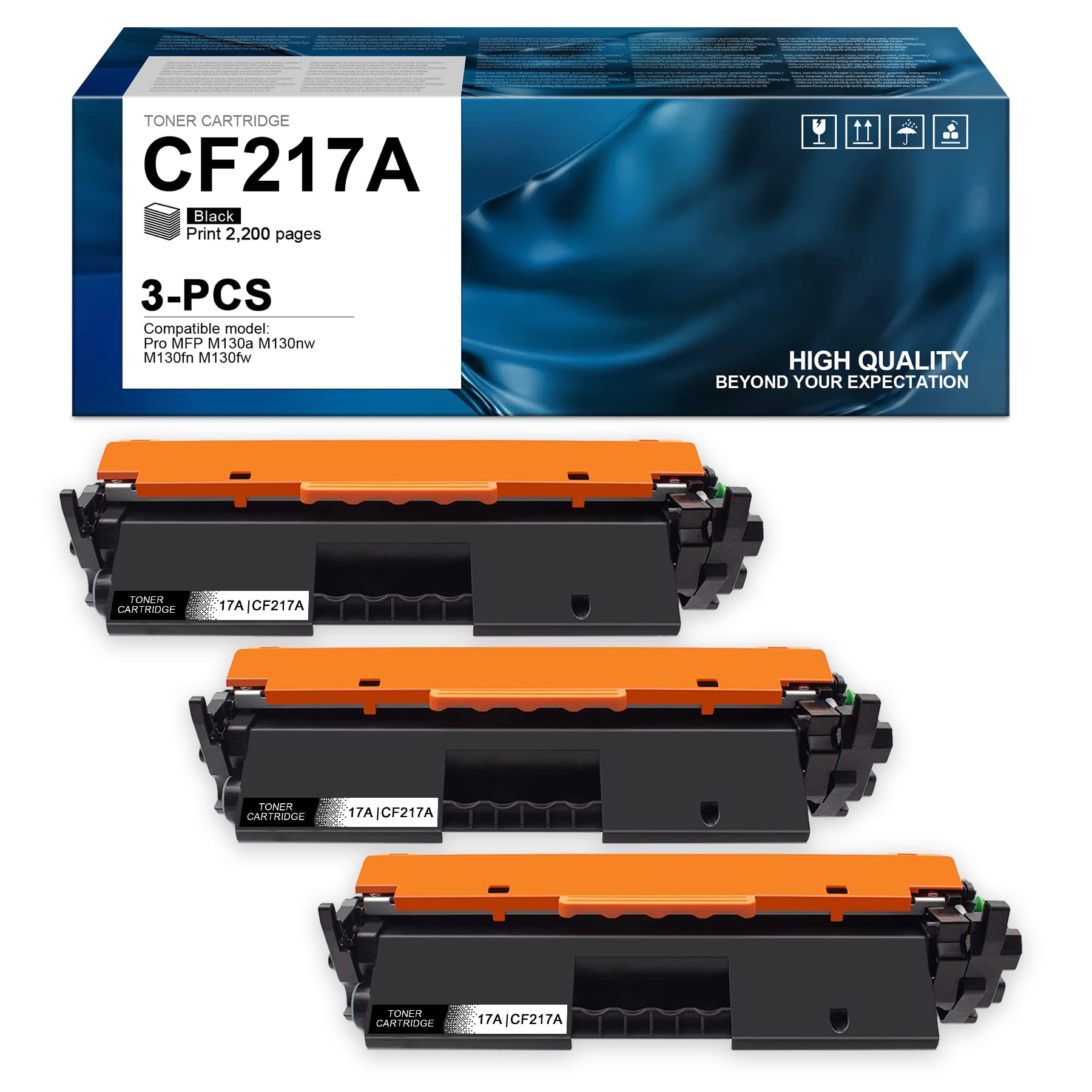 MITOCOLOR High Yield Toner Cartridge Replacement for HP Pro M102a M102w MFP M130a Printer - Compatible with 17A/CF217A (Black, 3-Pack) - Perfect for Home Office & Small Business Printing Needs