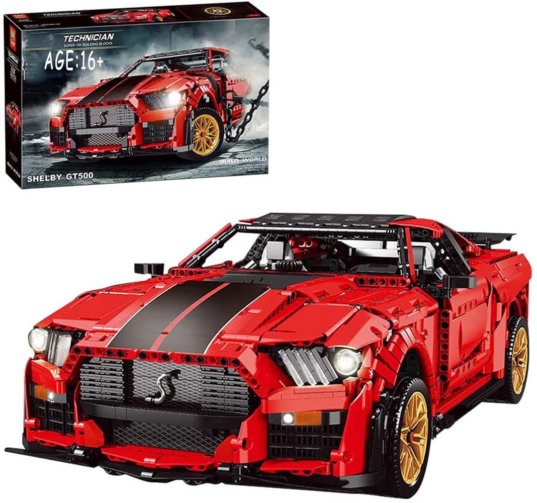 Ford Mustang Shelby GT500 Building Kit - 1:10 Scale Engineering Toy with 3386 PCS, Adult Collectible Race Car Model Compatible with Lego Technic - Perfect for Car Enthusiasts, DIY Projects, and Display Showcase