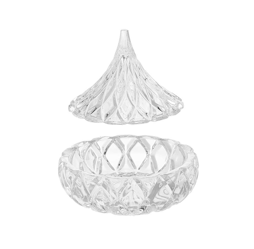 1Pcs 60ML (2OZ) Clear Crystal Glass Candy Dish - Small Decorative Candy Bowl with Lid, Crystal Candy Jar Storage Container for Home, Kitchen, Office - Perfect for Parties, Desserts, Snacks & Table Decor