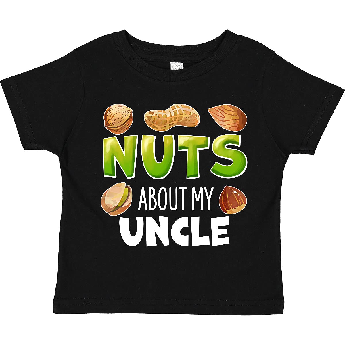 Inktastic Nuts About My Uncle Peanut Almond Pistachio Toddler T-Shirt - Funny Cute Uncle Gift for Kids & Toddlers - Perfect for Family Reunions, Birthday Parties & Casual Wear