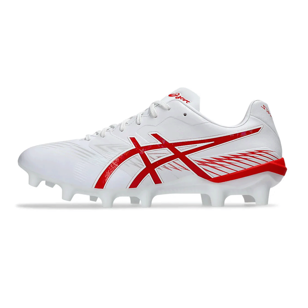 ASICS Swift Strike FG Soccer Cleats for Men - White/Fiery Red Football Shoes with Enhanced Traction - Perfect for Turf Matches & Training Sessions