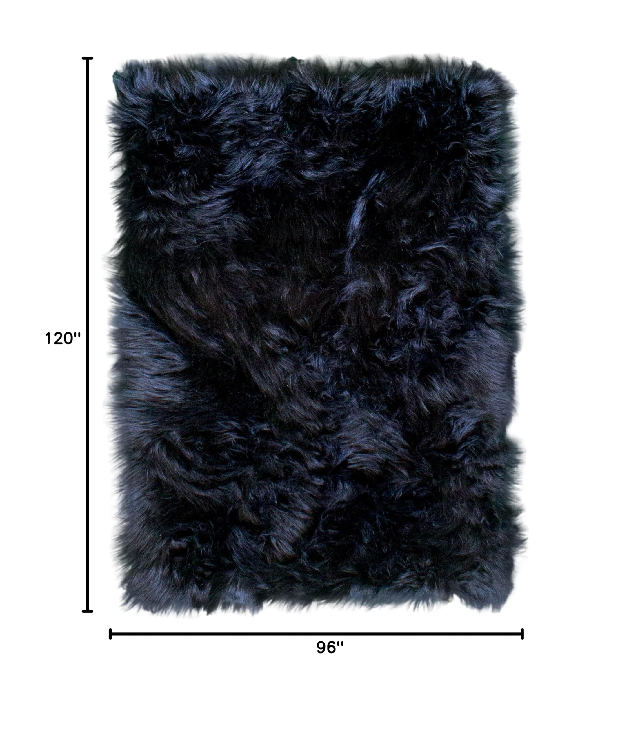 Premium Ultra Soft Fluffy Faux Sheepskin Area Rug - 8x10 Feet Black Shaggy Carpet for Bedroom, Living Room & Nursery - Cozy Home Decor for Winter Warmth & Stylish Interior Design