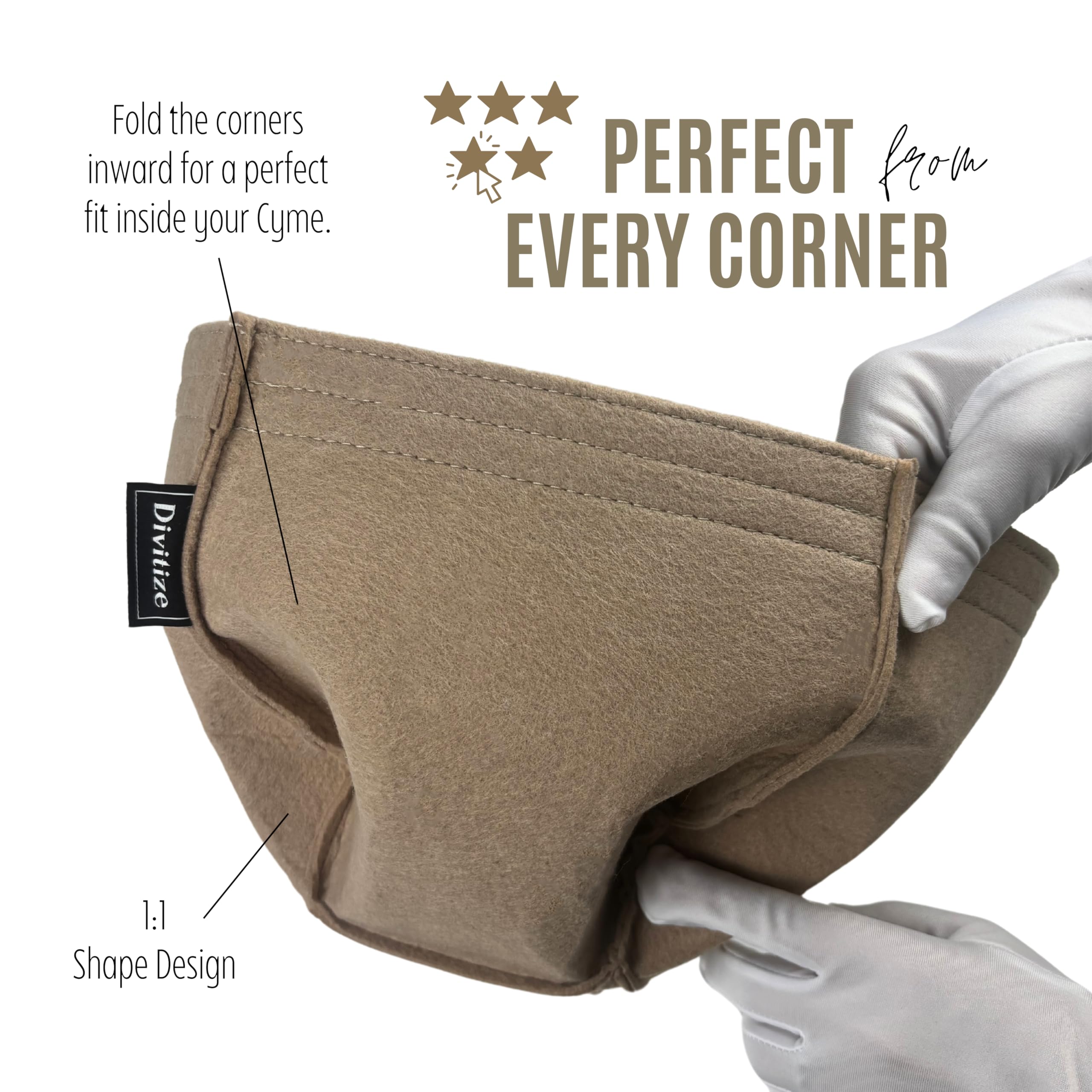 Premium Purse Organizer Insert for Cym* Bags - Handmade Liner Protector with Perfect Fit for Mini & Large Cym* Bags (Beige) | Luxury Bag Accessory for Travel & Daily Organization