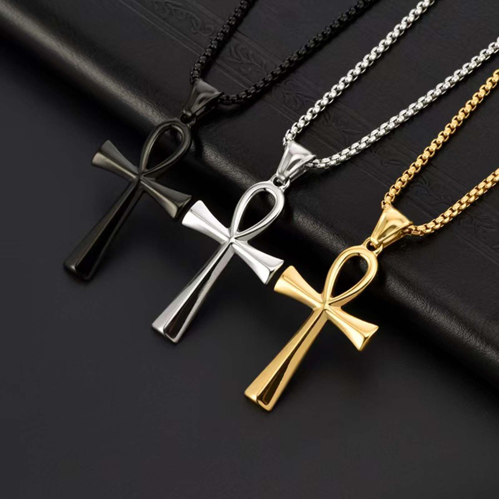 Stainless Steel Ankh Cross Pendant Necklace for Men & Women - Egyptian Symbol Jewelry for Everyday Wear, Gifts & Spiritual Protection