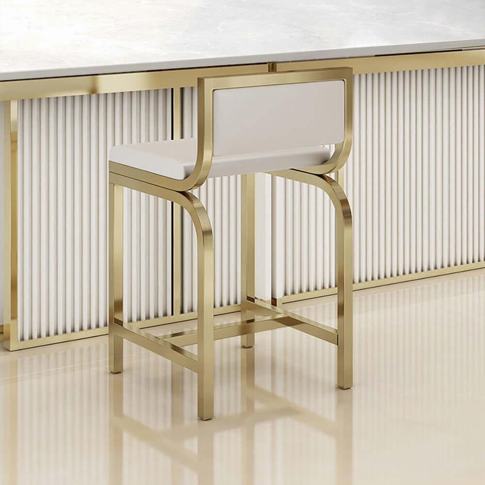 Modern White PU Leather Counter Height Bar Stools Set of 2 with Back Support - Perfect for Kitchen Islands, Breakfast Bars & Home Decor