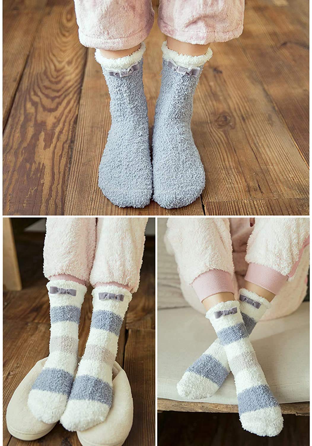 Zando Women's Fuzzy Socks - Winter Warm Fleece-Lined Slipper Socks | Ultra Soft Fluffy Cozy Home Socks for Women | Perfect for Lounging, Sleeping & Cold Weather Comfort