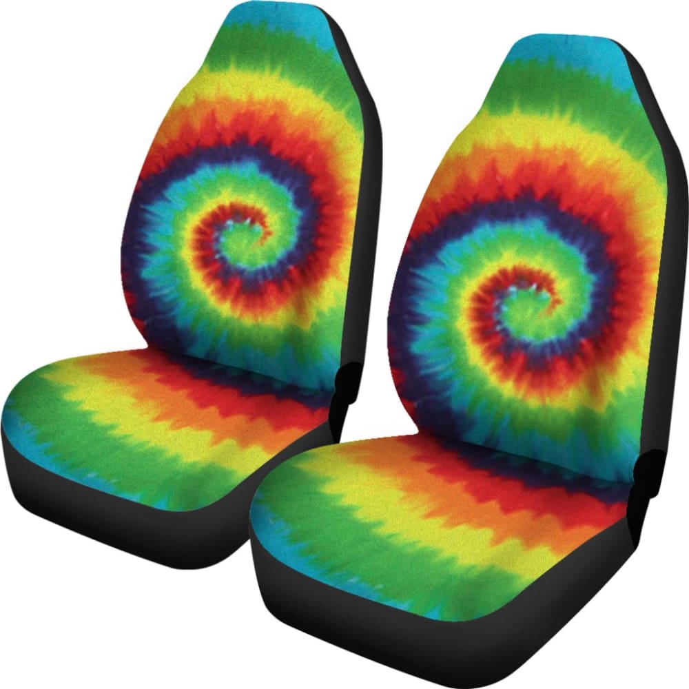 Abstract Tie Dye Rainbow Car Seat Covers - Waterproof & Non-Slip Universal Fit for Cars, SUVs, Trucks - Vibrant Bohemian Style Interior Decor for Road Trips & Daily Commute