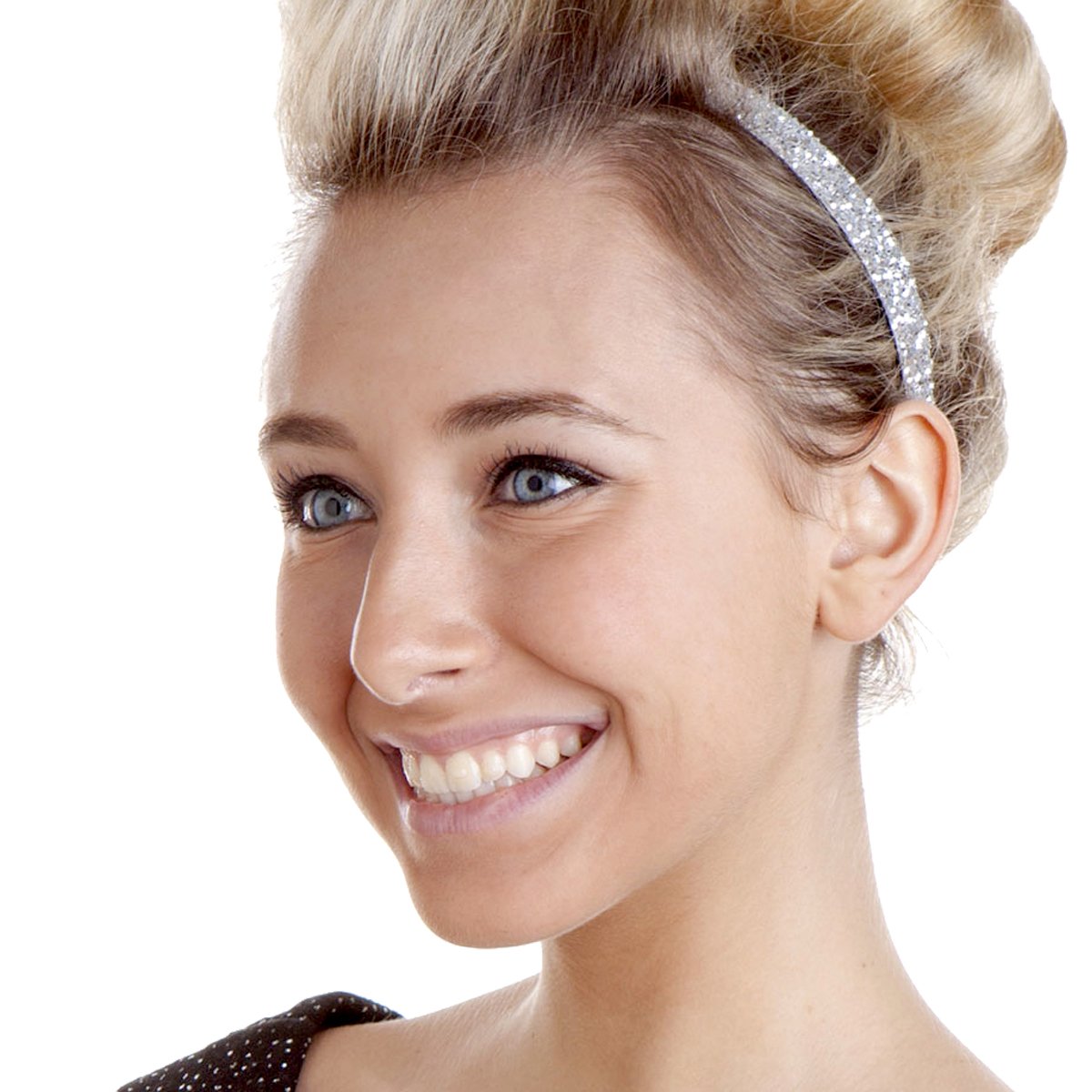 Stylish Plus Size Adjustable No-Slip Sparkly Bling Glitter Headbands 3-Pack for Women, Girls & Teens (Gold/Black/Silver) - Perfect for Workouts, Yoga, School & Everyday Fashion