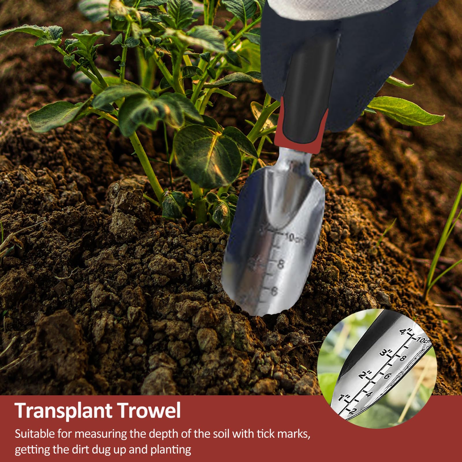 **3-Piece Heavy Duty Garden Tool Set - Stainless Steel Garden Trowel, Transplant Trowel & Hand Rake with Non-Slip Ergonomic Handle - Perfect for Planting, Weeding & Landscaping - Ideal Gardening Gifts for Women & Men**