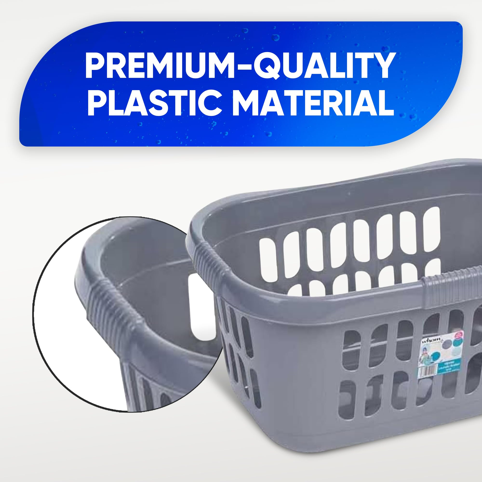 Large Plastic Laundry Basket with Comfortable Handles - Space Saving Storage Solution for Clothes, Bathroom & Household | Perfect for Laundry Room, Dorm, Apartment & Closet Organization