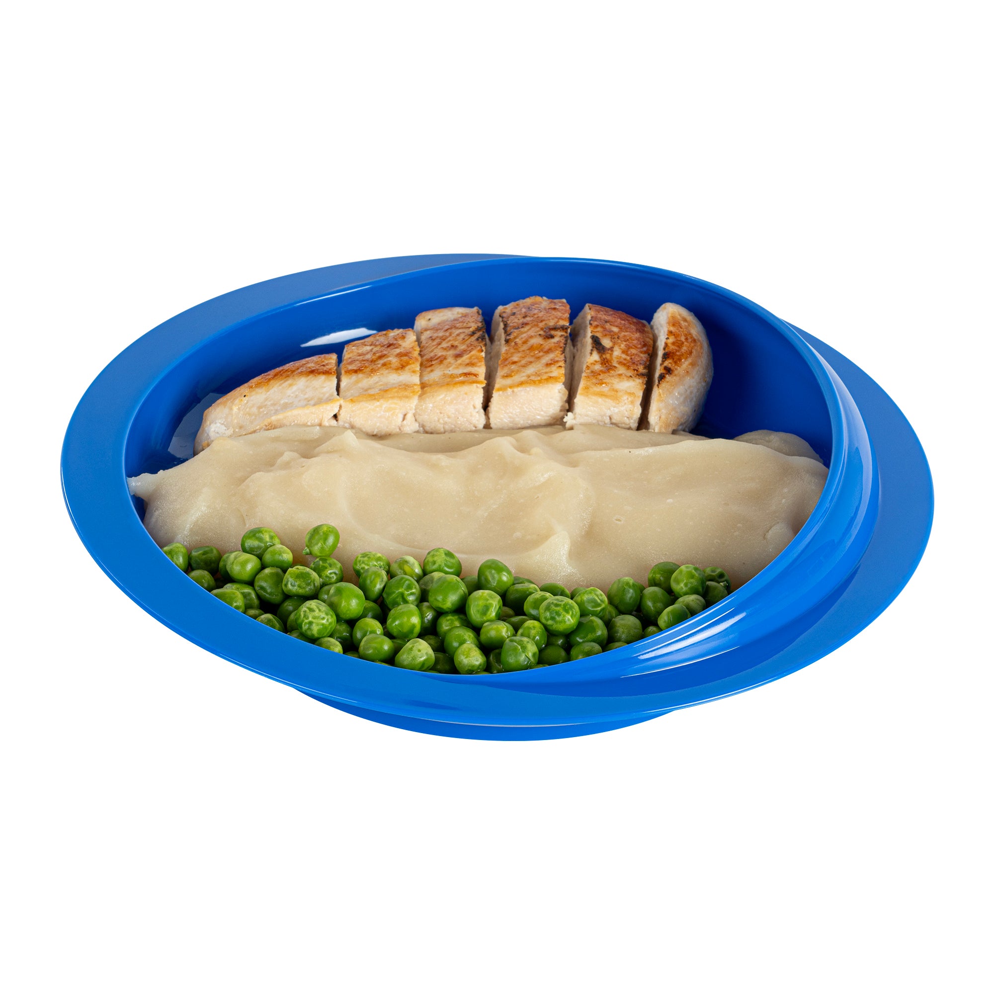 Adapt Tek Round Blue Plastic Scoop Plate - Spill-Proof with Strong Suction Base, 9 x 9 x 2.25 Inches, 1-Pack - Perfect for Baby Feeding, Toddler Meals & Mess-Free Snacking