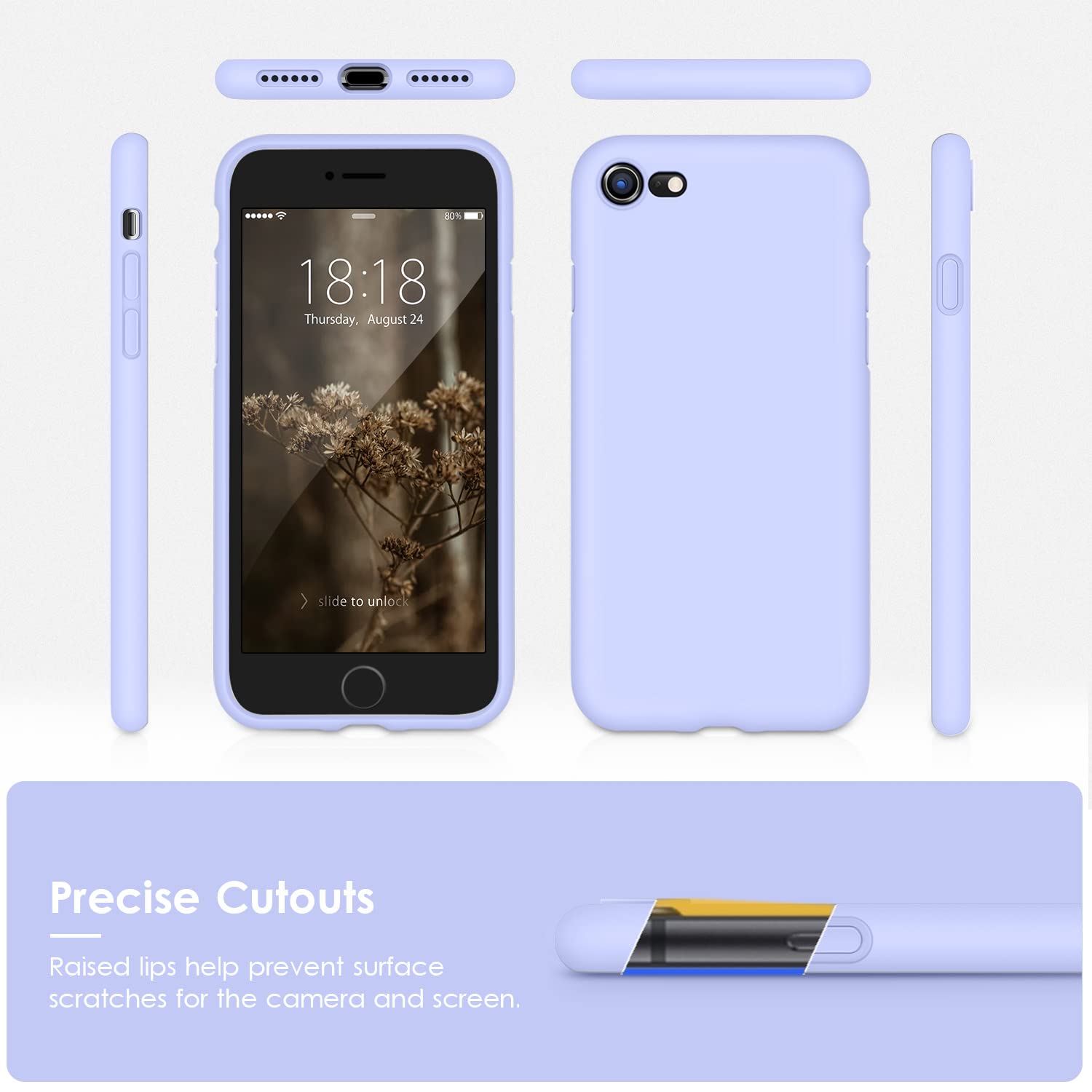 VIKESI Liquid Silicone Phone Case for iPhone SE 2022/2020, iPhone 8, iPhone 7 (4.7 Inch) - Ultra Soft Protective Cover with Premium Grip - Trendy Clove Purple Case for Women, Girls & Boys - Perfect for Everyday Use, Work & Travel