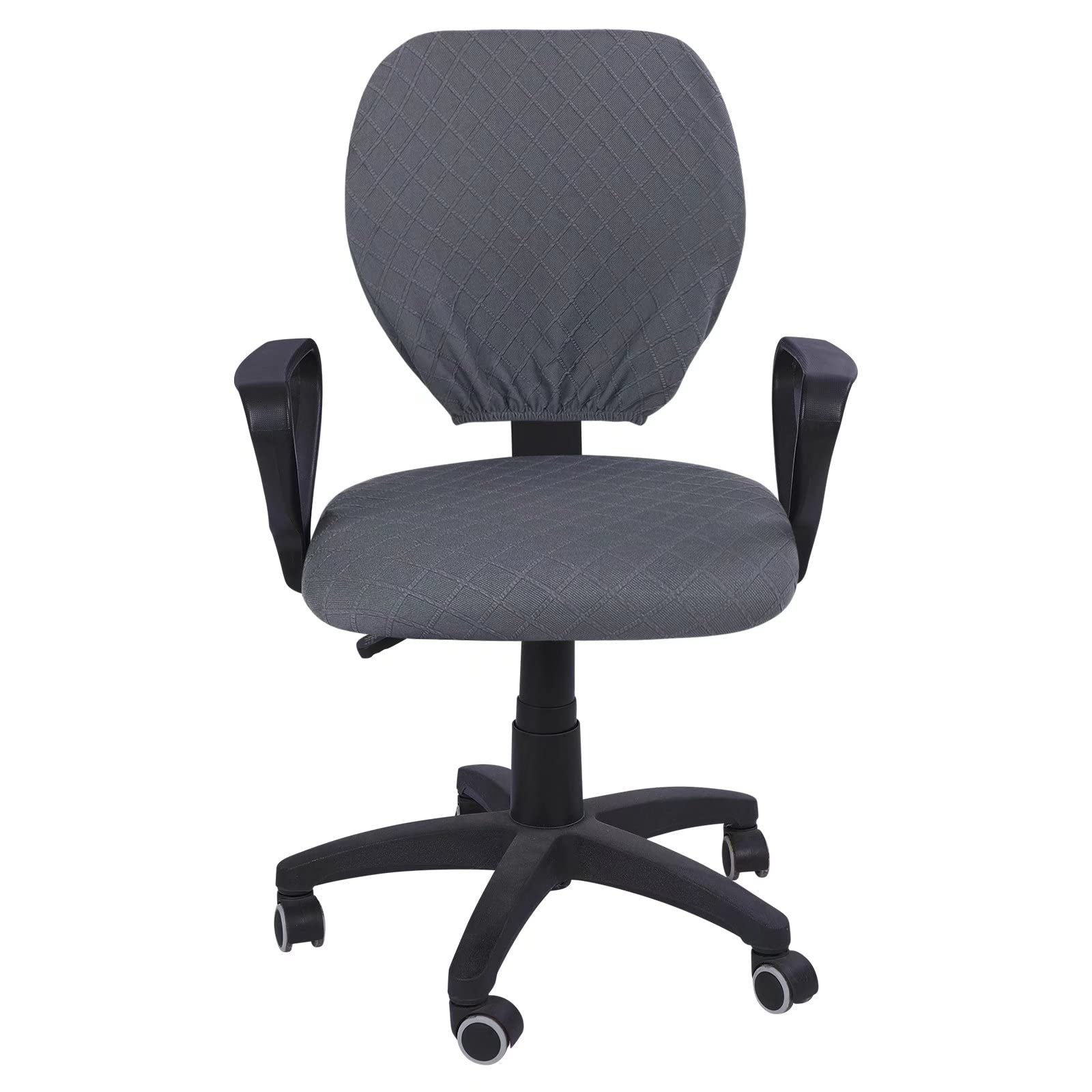 SearchI 2-Piece Jacquard Office Chair Cover - Washable, Stretchable Desk & Computer Chair Slipcover (Grey) - Perfect for Home Office, Gaming, and Conference Room Chairs