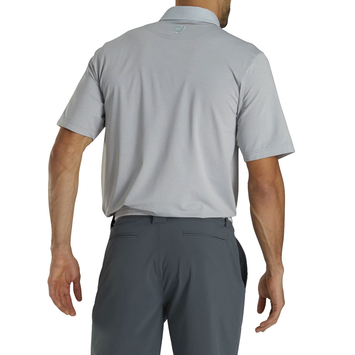 FootJoy Lisle Solid with Pinstripe Heather Grey Men's Golf Polo Shirt - Moisture-Wicking & Breathable for Comfort on the Golf Course