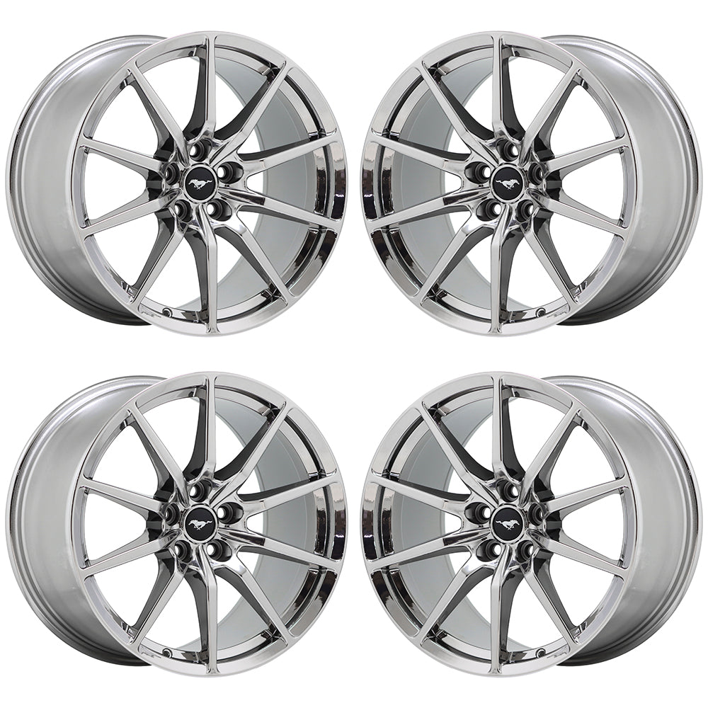 19x10.5 19x11 Ford Mustang GT350 Bright Chrome Wheels - OEM Factory Replacement (Part# 10053 10054) - Perfect for Performance Upgrades & Show Car Customization