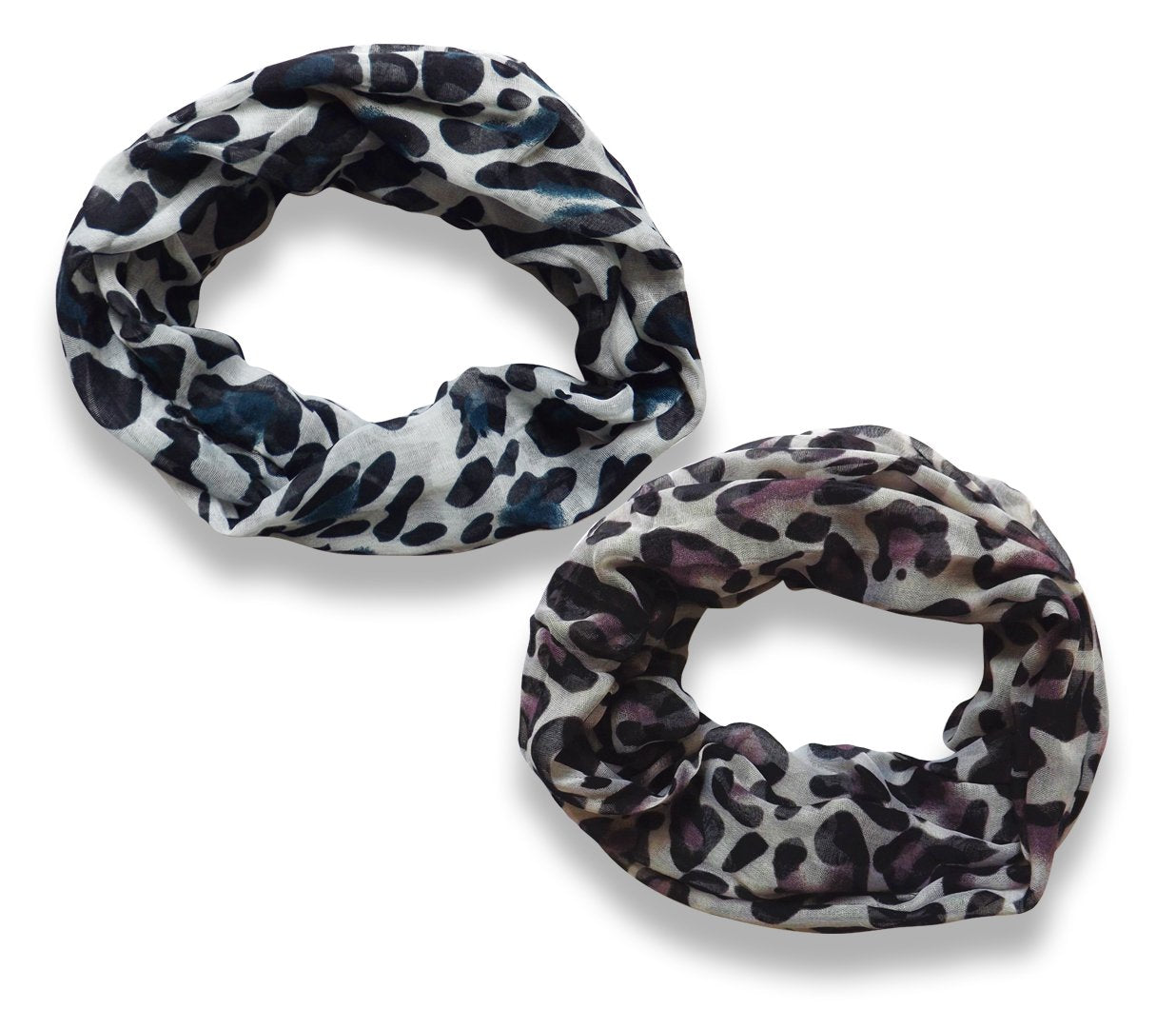 Women's Retro Fashion Two Tone Animal Print Infinity Loop Scarf - Stylish Winter Accessory for Outfits, Travel & Cold Weather