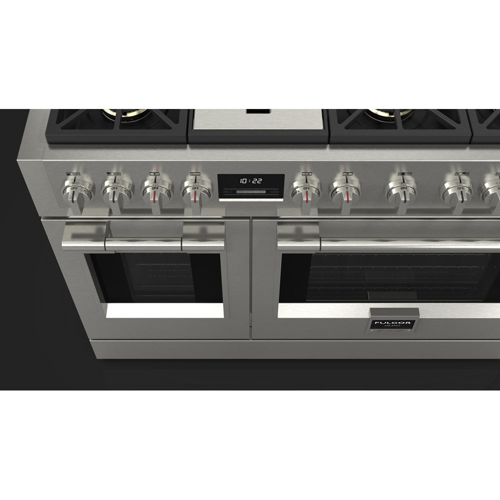 Fulgor Milano 48 Inch 600 Series Professional Gas Range - 6 Burner Stainless Steel Stove with Trilaminate Griddle (F6PGR486GS2) - Perfect for Commercial Kitchens & Home Chefs
