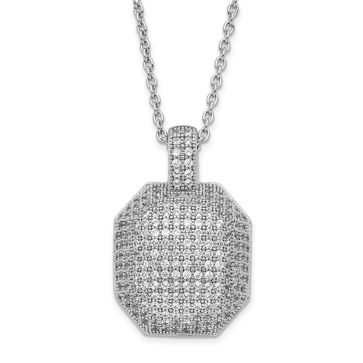925 Sterling Silver Lobster Claw Clasp CZ Cubic Zirconia Simulated Diamond Elegant Polished Necklace 18 Inch 15.7mm Wide - Women's Pendant Necklace for Parties, Weddings & Special Occasions