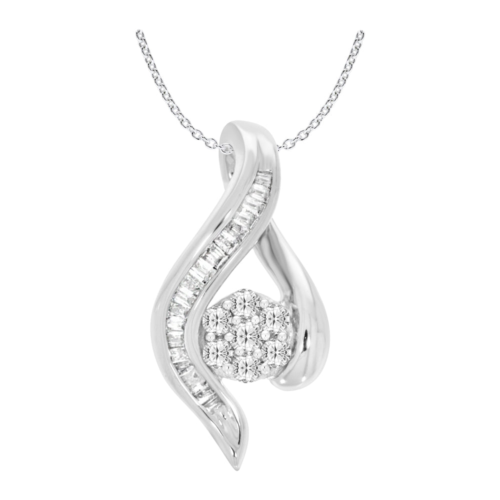 9ct White Gold 1/4 Carat Diamond Pendant Necklace - Elegant Dazzling Jewelry for Women, Perfect for Anniversary Gifts & Special Occasions