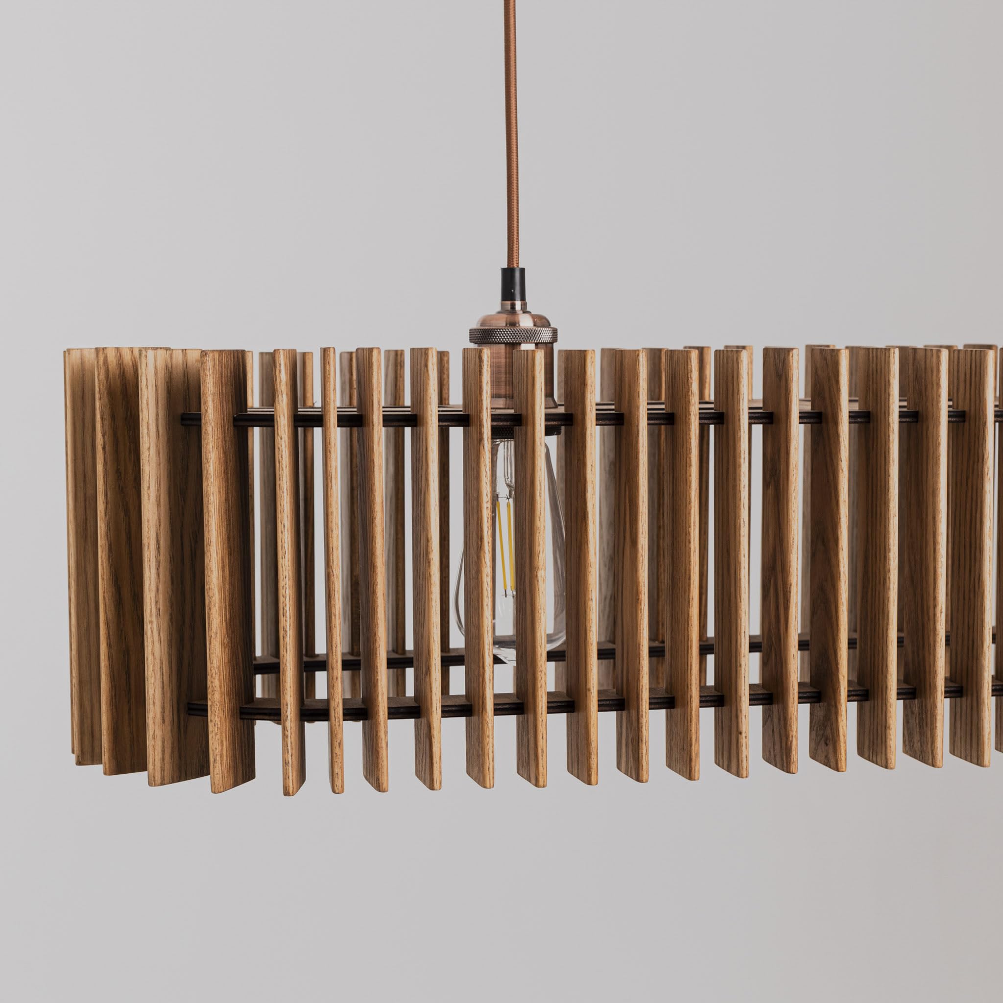 Modern Wood Pendant Light & Chandelier - Rustic Ceiling Lighting Fixture for Dining Room, Kitchen, Bedroom | Energy Efficient LED Wooden Chandelier Lighting for Home Decor
