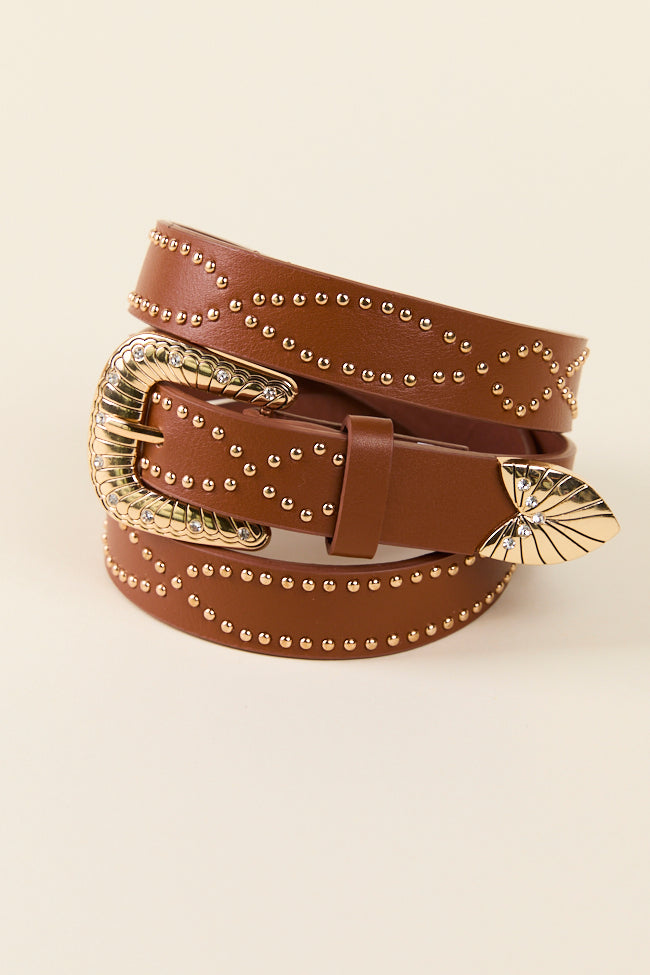 Stylish Brown Studded Western Belt for Men & Women | Genuine Leather Cowboy Belt | Perfect for Rodeo, Country Music Festivals & Western Fashion Outfits