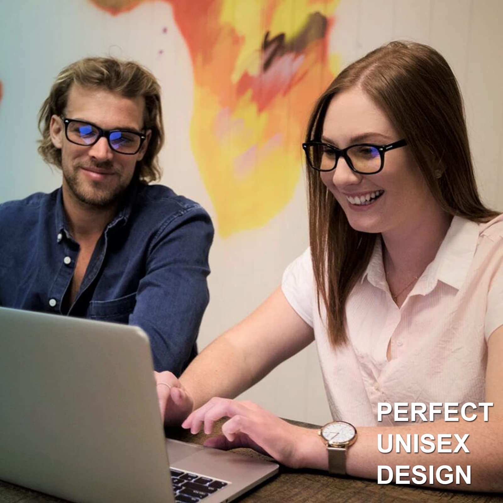 CARFIA Blue Light Blocking Glasses for Men & Women - Anti Eye Strain Computer Glasses, Gaming Glasses for Headache Relief, Square Nerd Eyewear - Perfect for Office Work, Online Classes & Nighttime Screen Use
