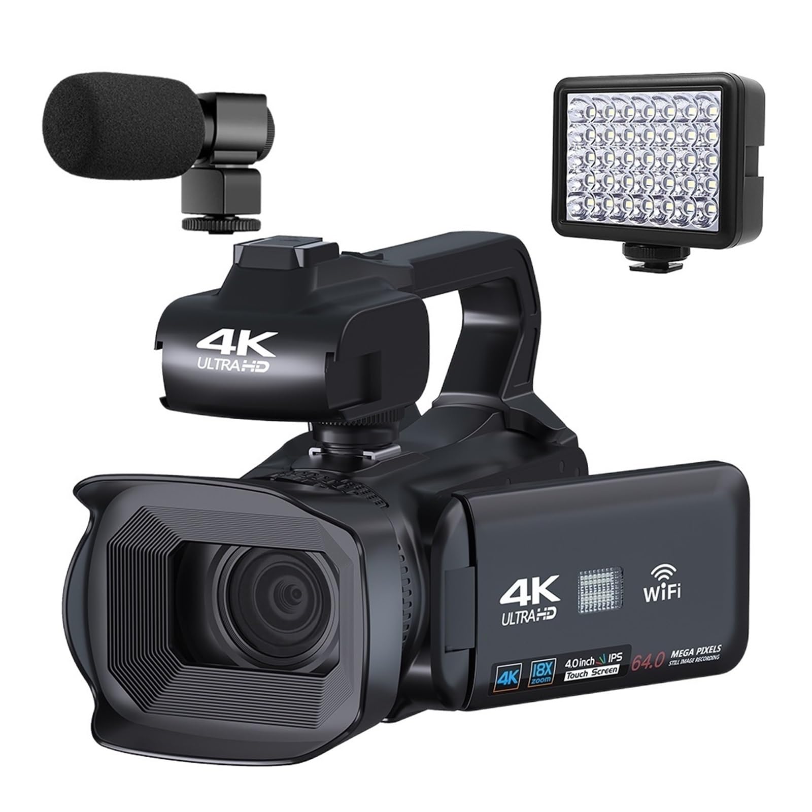4K Rotating Touch Screen Vlog Camera - 64MP WiFi Webcam for Livestreaming & YouTube