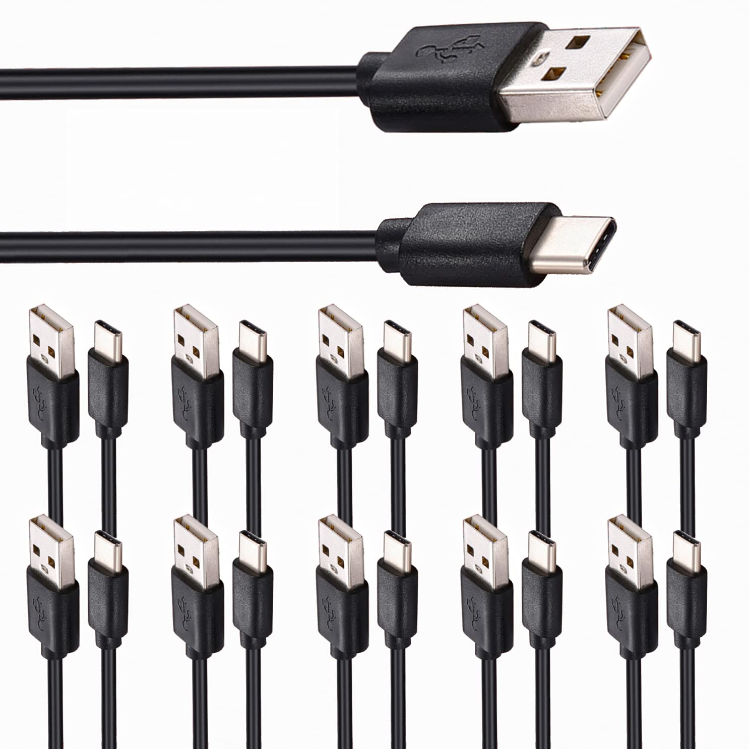 10-Pack USB-A to USB-C Fast Charging Cable [3.3ft] - High Speed Charger Cord for Samsung Galaxy S10/S9/S8/S20/S21/Plus/A52/A21/A32/A11, Note 10/9/8, PS5 Controller - Perfect for Home, Office & Travel Charging Needs