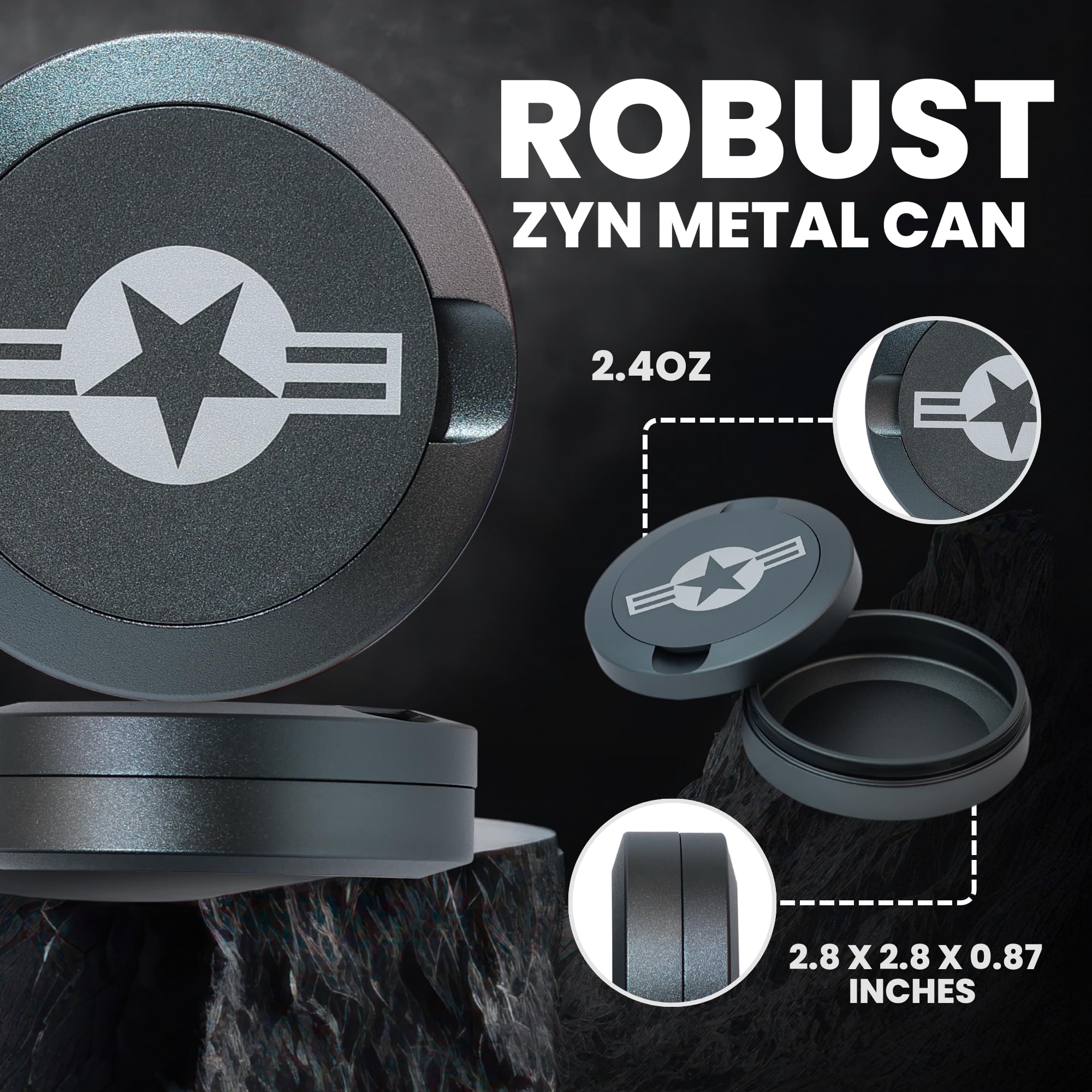 Premium Airtight Metal ZYN Can Holder - Smell Proof Snus Container for ZYN Nicotine Pouches | Durable & Portable | Perfect for Travel, Work, or Outdoor Activities | Great Gift for Men & Snus Enthusiasts