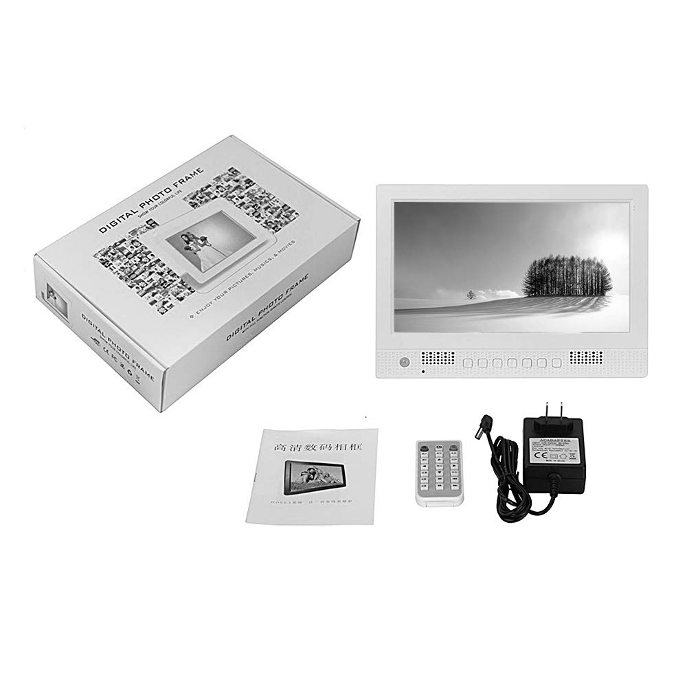 10 Inch Ultra-Thin Digital Photo Frame with Front Speaker, Human Body Sensor, LED Breathing Light - Smart Electronic Picture Frame for Home Decor, Gift Giving & Memory Display (Wall Mount & Tabletop Use)