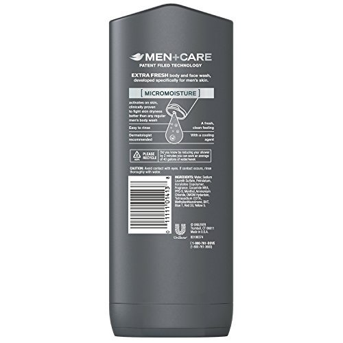Dove Men+Care Body and Face Wash for Men - Extra Fresh Scent, 13.5 oz (6 Pack) - Hydrating Shower Gel & Facial Cleanser for Daily Use in Gym, Workout & Travel