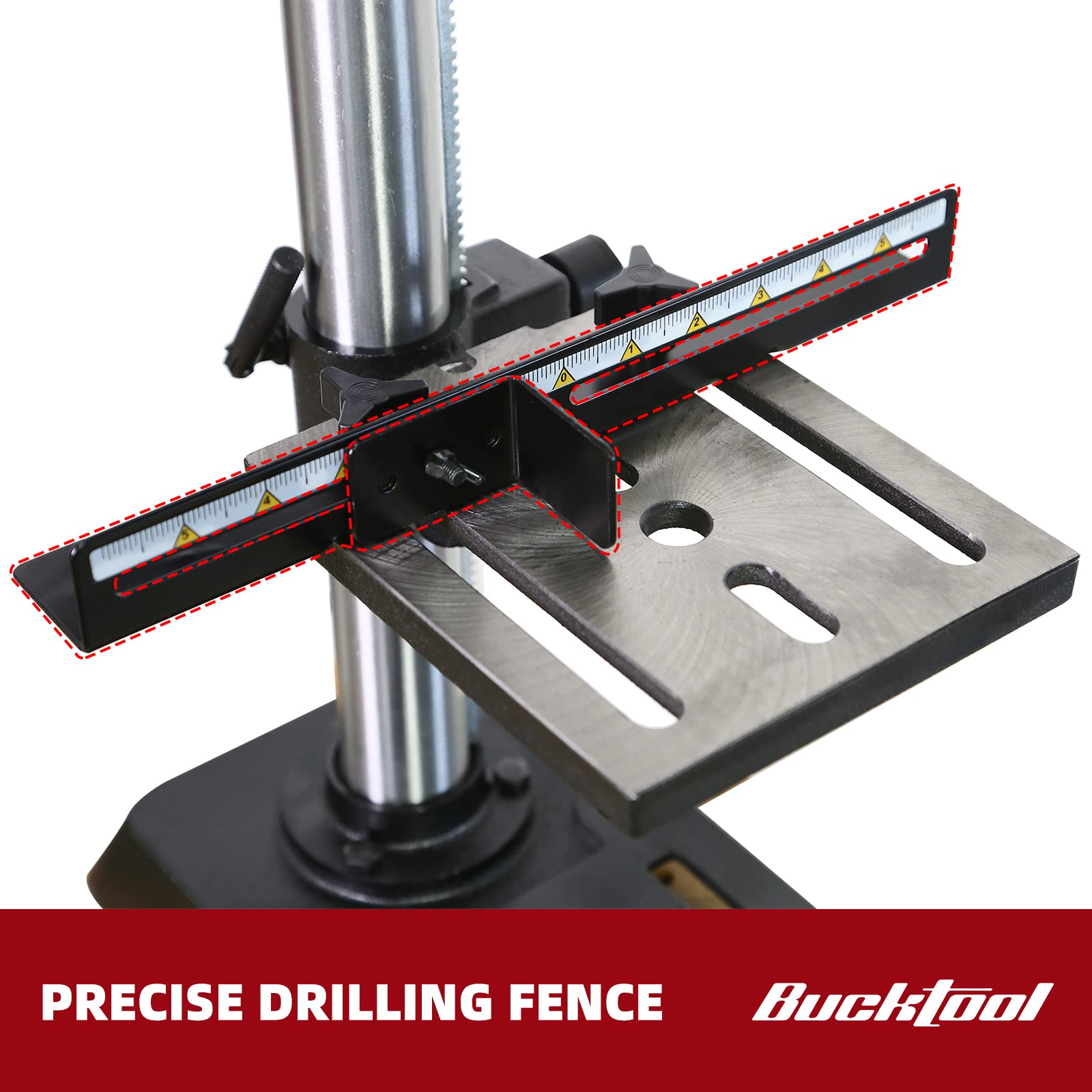 BUCKTOOL 10 Inch Drill Press - 6.0 Amp 3/4 HP Benchtop Drill Press with 5-Speed & LED Work Light - Perfect for Woodworking, Metal Drilling & DIY Home Projects