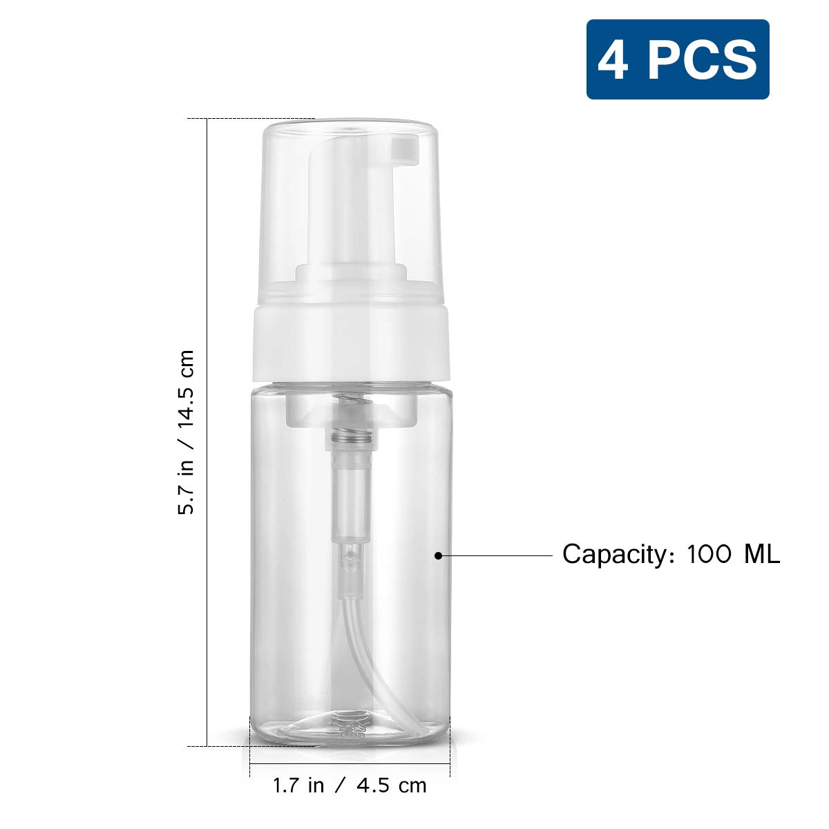 4 Pack Refillable Pump Bottles - Empty Reusable Dispenser Containers for Lotion, Soap & Shampoo - Perfect for Home, Travel & DIY Projects