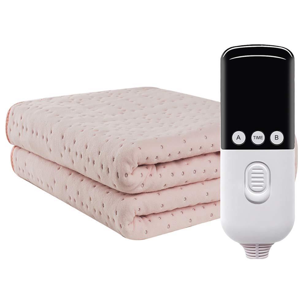 Electric Heated Blanket with Auto Shut-Off - 4 Heat Levels, Dual Control, Soft Plush Fabric - Fast Warming Machine Washable Blanket for Sofa, Bed & Winter Comfort