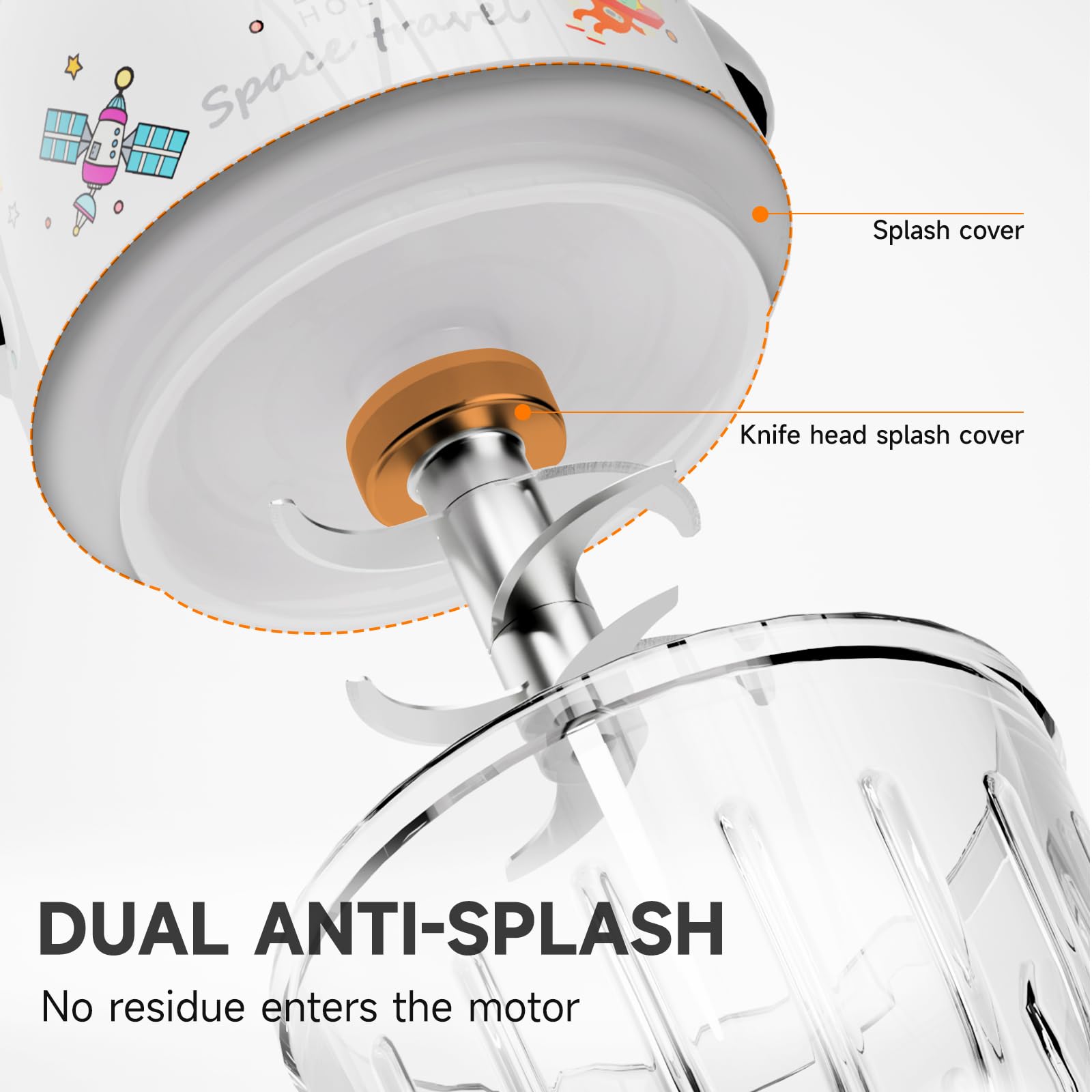 Mini Baby Food Maker - 2 Cup Glass Bowl Small Food Processor & Puree Blender for Infant Meals | Portable Baby Food Grinder & Chopper | Ideal for Homemade Baby Purees, Smoothies & Travel Feeding (Spaceman-White)