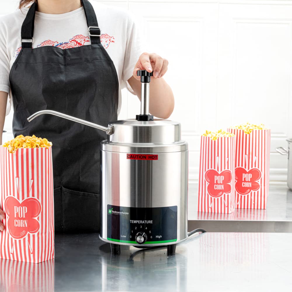 Restaurantware Hi Tek Electric Sauce Dispenser Pump - 3.5-Qt Stainless Steel Condiment Pump with 7 Temperature Settings & Spout | Perfect for Restaurants, Catering, and Home Kitchens