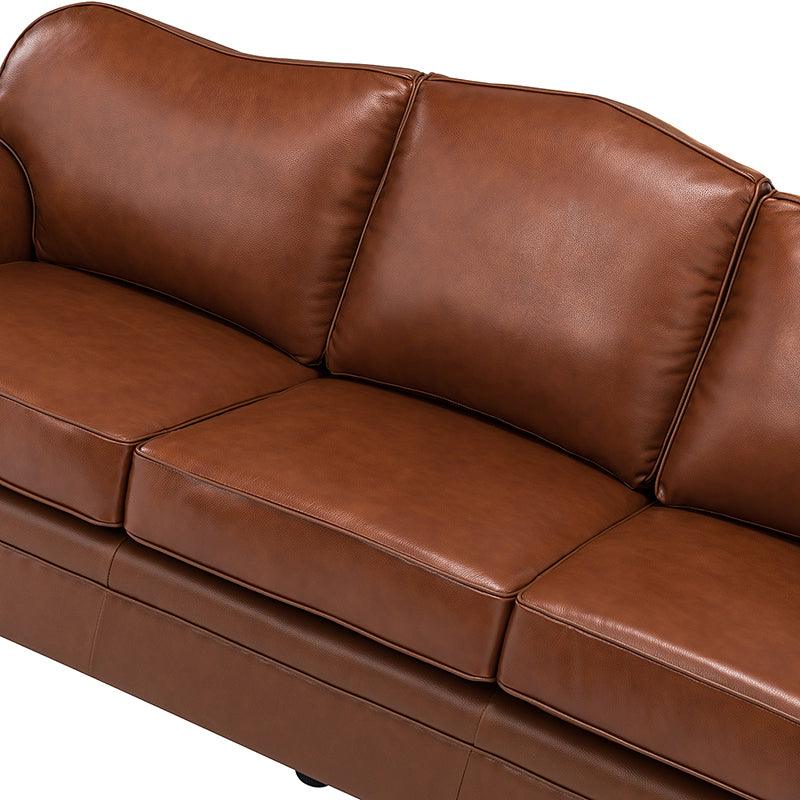 Flavio 81 Genuine Leather Sofa - Premium Full Grain Leather Couch for Living Room, Lounge & Office - Comfortable Modern Sectional Sofa with Sturdy Wood Frame