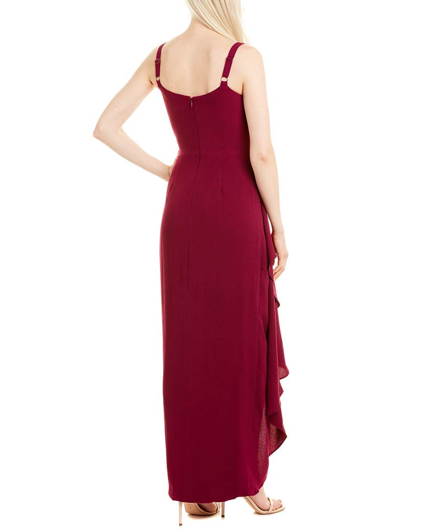 Dress the Population Women's Cora Sleeveless Cascading Ruffle Crepe Hi-Lo Long Gown Dress for Evening Gala, Wedding Guest, Prom & Formal Events