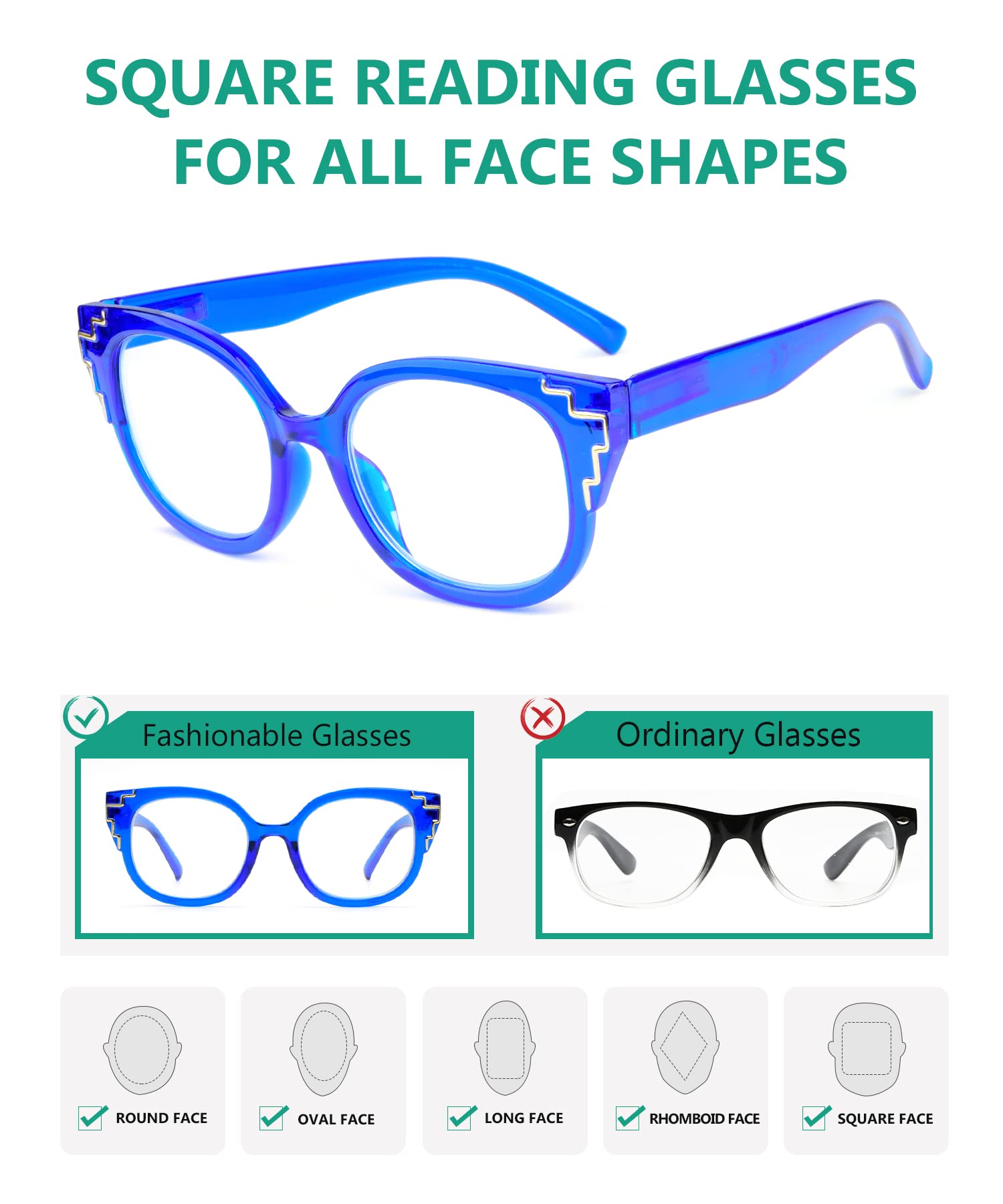 Eyekepper 5-Pack Reading Glasses for Women - Fashionable Readers +1.00 to +3.50 Strength - Lightweight Comfort for Reading, Crafts & Computer Work
