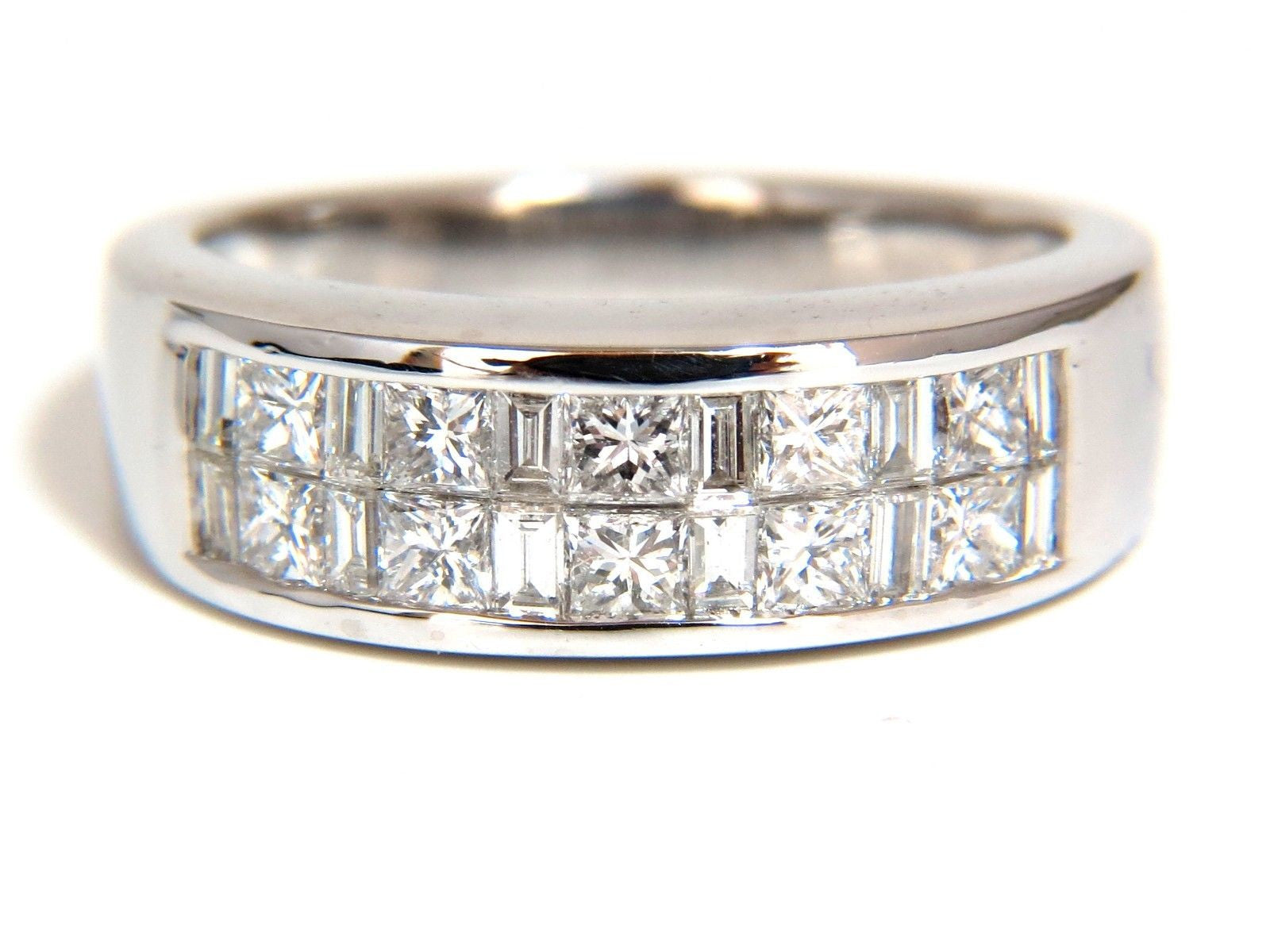 2.00CT Platinum Diamond Band Ring - G/VS Baguette & Princess Channel Brilliant Cut for Women - Perfect for Engagement, Wedding, Anniversary & Special Occasions