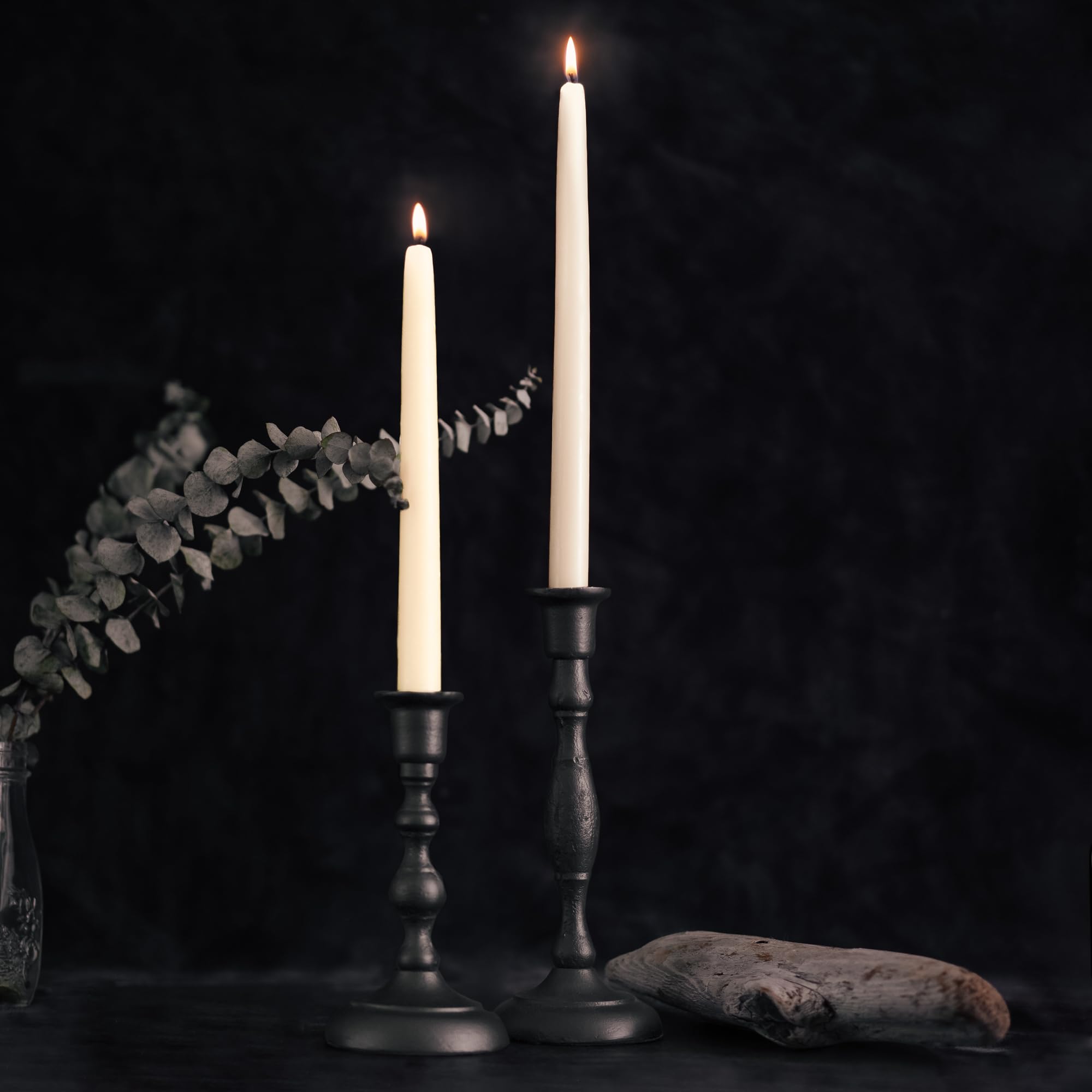 Bluecorn 100% Pure Beeswax Taper Candles - 10 Inch Unscented Pair for Dining & Decor