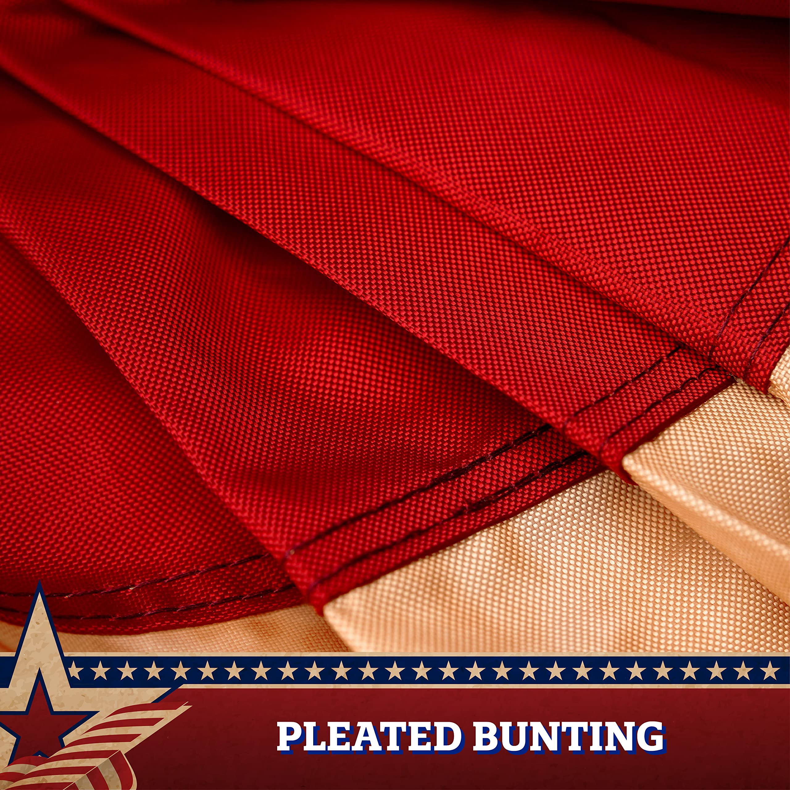 5 Pack USA Tea Stained Pleated Fan Flag - 3x6FT Embroidered Polyester Stars & Stripes Patriotic Decoration for Home, Garden, and Outdoor Events