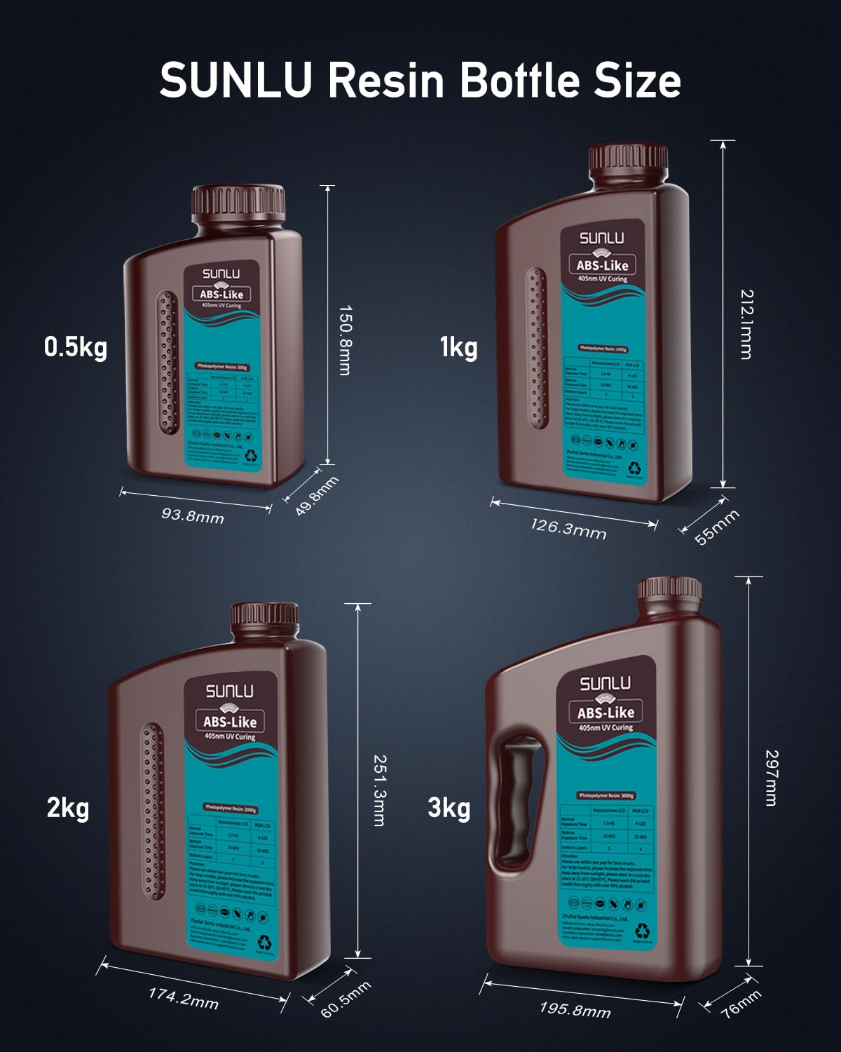 SUNLU 2000G ABS-Like 3D Printer Resin - High Precision for LCD/DLP/SLA Printers | Ideal for Miniatures & Prototypes