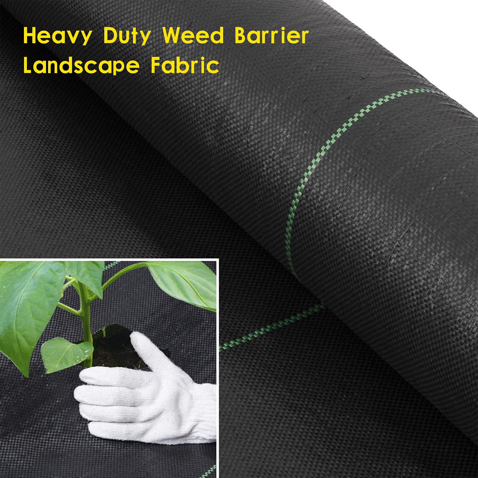Heavy Duty Weed Barrier Landscape Fabric - 5ft x 60ft Black Garden Weed Control Fabric for Landscaping, Mulch & Garden Beds | Durable Weed Blocker for Yards, Flower Beds & Vegetable Gardens